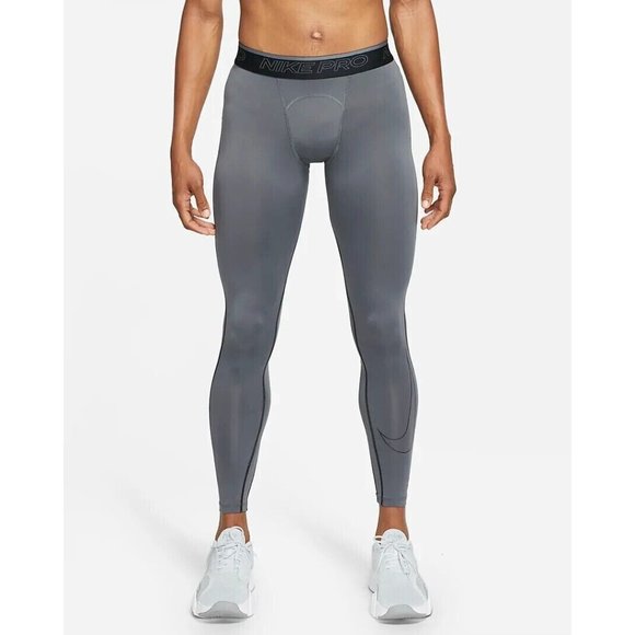 Nike Men's Pro Full Length Grey Dri-FIT Training Tights DD1913-068 Size Small - Picture 1 of 5